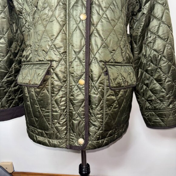 LL Bean Quilted Olive Green Riding Chore Barn Jacket Thinsulate Fleece Lined XL - Picture 8 of 16